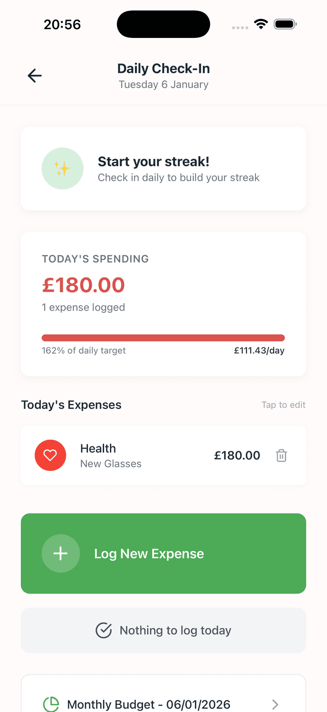Daily Check-In feature
